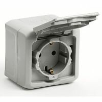 Розетка с заземлением и шторками IP-44 Legrand Quteo (Серый) 782351
