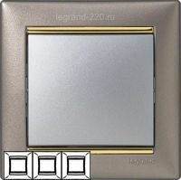 Рамка Valena 3-я Титан/Золотой штрих 770363
