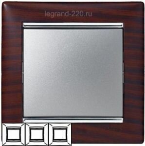 Рамка Valena 3-я Тёмное дерево/Серебрянный штрих 770373 ― Legrand-220.ru