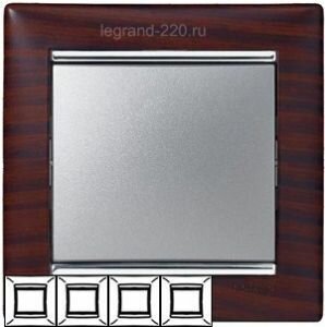 Рамка Valena 4-я Тёмное дерево/Серебрянный штрих 770374 ― Legrand-220.ru