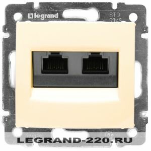 Розетка для компьютерных сетей RJ-45 UTP CAT5E двойная Legrand Valena (Сл. Кость) 774139 ― Legrand-220.ru