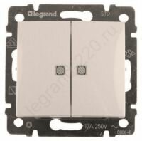 Проходной двухклавишный переключатель c подсветкой Legrand Valena (Сл. Кость) 774112
