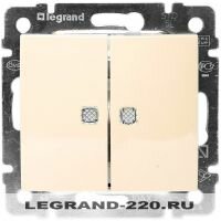 Проходной двухклавишный переключатель c подсветкой Legrand Valena (Сл. Кость) 774112