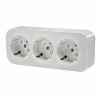 Розетка 3-я с заземлением и шторками Legrand Quteo (Белый) 782218