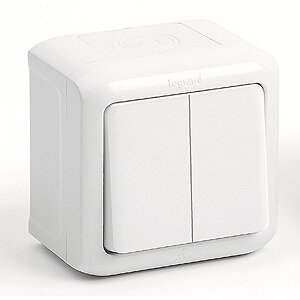 Выключатель 2-клавишный IP-44 Legrand Quteo (Белый) 782302 ― Legrand-220.ru