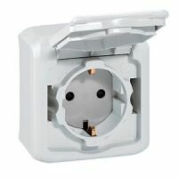 Розетка с заземлением и шторками IP-44 Legrand Quteo (Белый) 782321