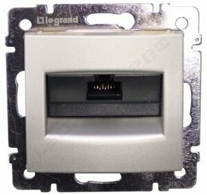 Розетка для компьютерных сетей RJ-45 UTP CAT5E одинарная Legrand Valena (Алюминий) 770238 ― Legrand-220.ru