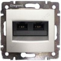 Розетка для компьютерных сетей RJ-45 UTP CAT5E двойная Legrand Valena (Алюминий) 770239