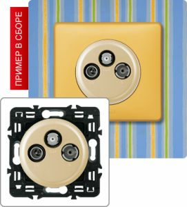Розетка TV-RD-SAT с возможностью подключения 2-х кабелей (Сл. кость) ― Legrand-220.ru