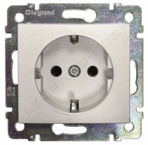 Розетка электрическая, 220 В,с заземлением 16А Legrand Valena (Алюминий) 770120 ― Legrand-220.ru