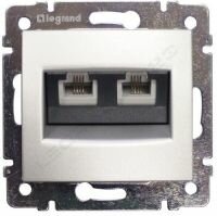 Розетка телефонная TF RJ-11 двойная Legrand Valena (Алюминий) 770139