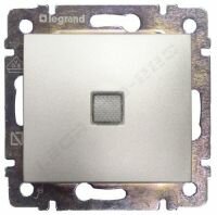 Проходной одноклавишный переключатель с подсветкой Legrand Valena (Алюминий) 770126
