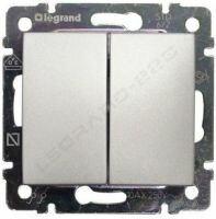 Выключатель двухклавишный Legrand Valena (Алюминий) 770105