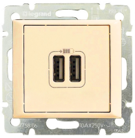 Розетка USB Двойная Legrand Valena (Сл. Кость) 774170