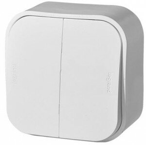 Выключатель 2-клавишный Legrand Quteo (Белый) 782202 