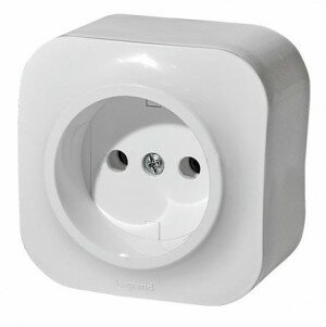 Розетка 1-я без заземления Legrand Quteo (Белый) 782210 
