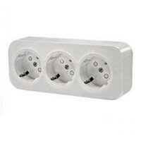 Розетка 3-я с заземлением и шторками Legrand Quteo (Белый) 782218