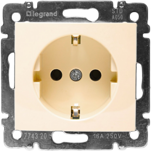 Розетка, 220 В,с заземлением 16А Legrand Valena (Сл. Кость) 774320 