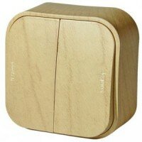 Выключатель 2-клавишный 10А Legrand Quteo (Дерево) 782262