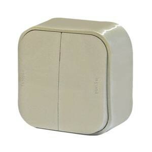 Выключатель 2-клавишный 10А Legrand Quteo (Сл.Кость) 782232 
